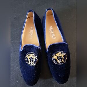 Versace Men's Dark Blue Velvet Loafers NWOT, ALL REASONABLE OFFERS ACCEPTED...